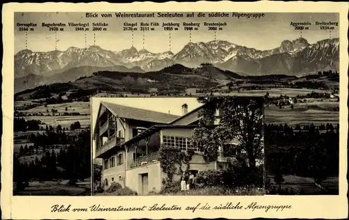 Ak Seeg Bayern, Blick vom Weinrestaurant Seeleuten auf die südliche Alpengruppe, Gimpel, Gernspitze