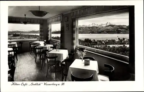 Ak Wasserburg am Bodensee, Höhen Cafe Seeblick, Innenansicht, Gebirge