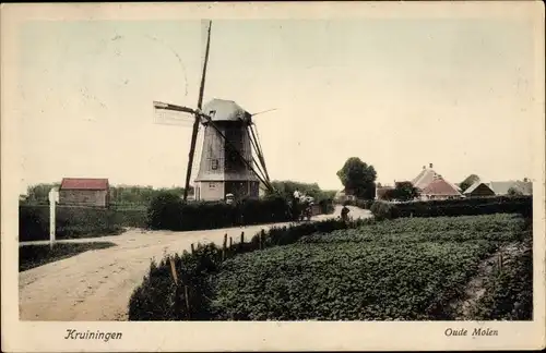 Ak Kruiningen Zeeland, Oude Molen, Windmühle