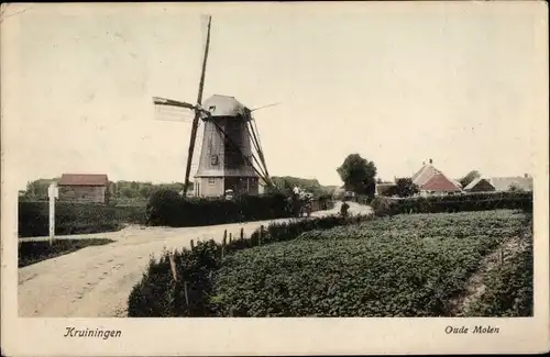 Ak Kruiningen Zeeland, Oude Molen, Windmühle