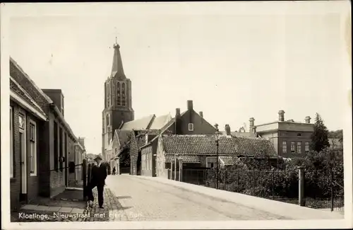 Ak Kloetinge Goes Zeeland, Nieuwstraat met Herv. Kerk