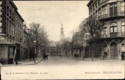 Ak Middelburg Zeeland Niederlande, Stationstraat