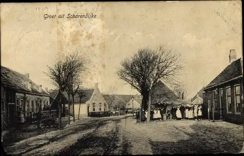 Ak Scharendijke Zeeland, Straßenpartie, Anwohner