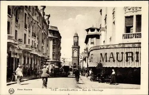 Ak Casablanca Marokko, Rue de l'Horloge