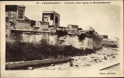 Ak Casablanca Marokko, L'Ancien Fort apres le bombardement, Ruine