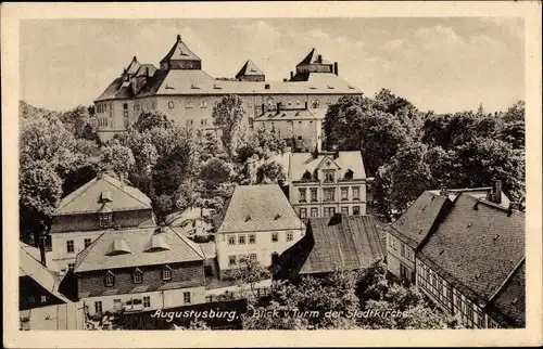 Ak Augustusburg im Erzgebirge, Schloss vom Turm der Stadtkirche