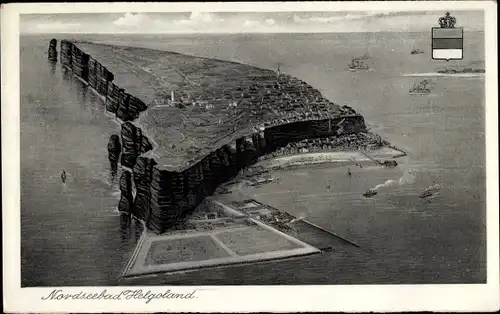 Ak Nordseeinsel Helgoland, Panorama, Schiffe