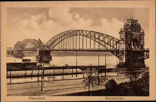 Ak Düsseldorf am Rhein, Rheinbrücke