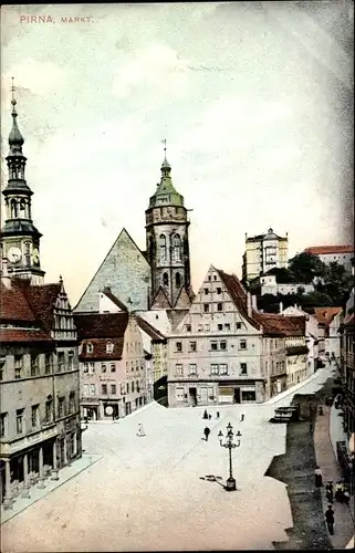 Ak Pirna an der Elbe, Partie am Markt