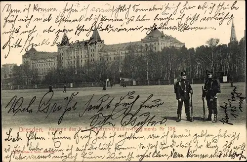 Ak Dresden Neustadt, Kaserne des K. S. Schützen Füsilier Regiments Nr. 108