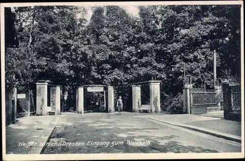 Ak Dresden Weißer Hirsch, Eingang zum Waldpark