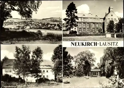 Ak Neukirch in der Lausitz, Teilansicht, Lessingschule, Park, Jugendherberge