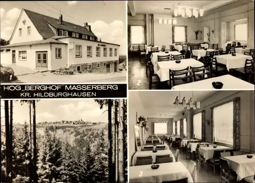 Ak Masserberg in Thüringen, HOG Berghof, Gaststätte, Veranda, Außenaufnahme, Speisesaal