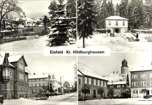 Ak Eisfeld in Thüringen, Teilansichten, Winter