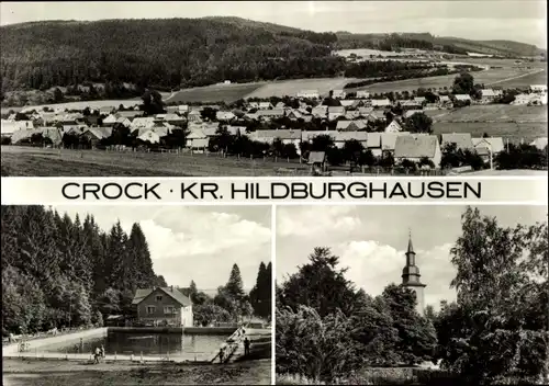 Ak Crock Auengrund in Thüringen, Freibad, Panorama