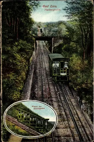 Ak Bad Ems an der Lahn, Malbergbahn, Wagen