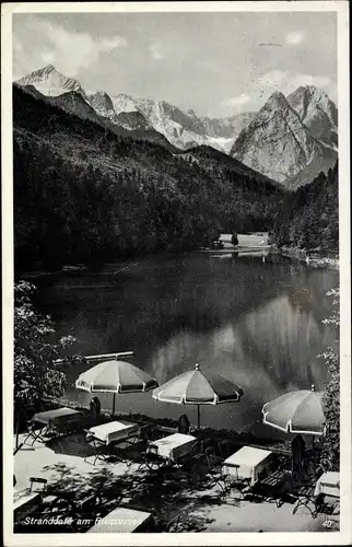 Ak Garmisch Partenkirchen in Oberbayern, Rießersee, Strandcafe