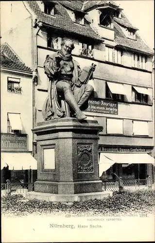 Ak Nürnberg in Mittelfranken, Hans Sachs Denkmal
