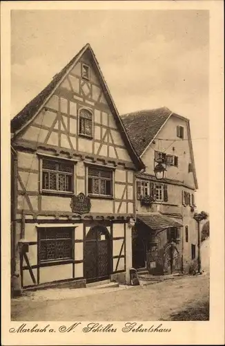 Ak Marbach am Neckar, Schillers Geburtshaus, Fachwerkhaus