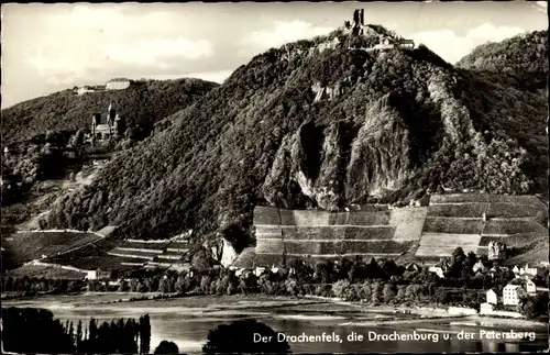 Ak Königswinter am Rhein, Drachenfels, Drachenburg, Petersberg