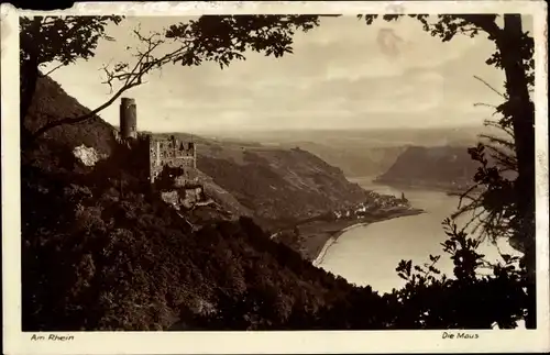 Ak Sankt Goarshausen am Rhein, Burg Maus