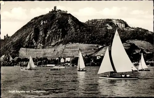Ak Königswinter am Rhein, Drachenfels, Segel-Regatta