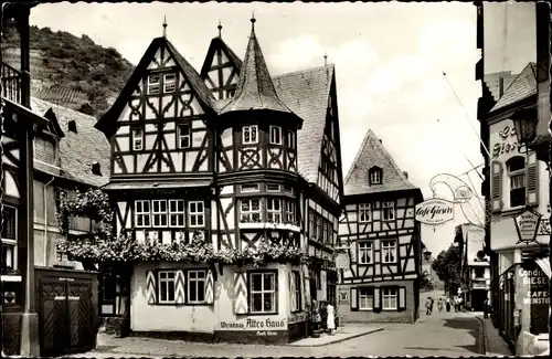 Ak Bacharach am Rhein, Weinhaus Altes Haus, Fachwerkhaus
