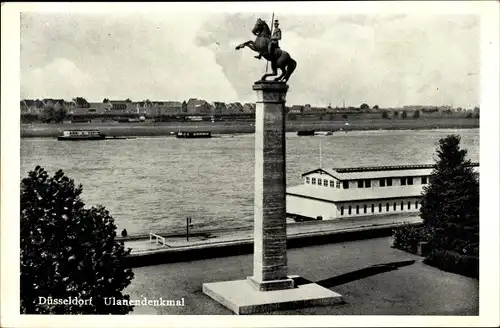 Ak Düsseldorf am Rhein, Ulanendenkmal