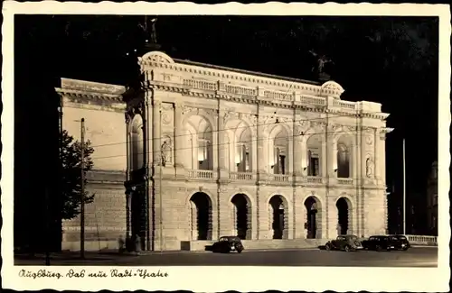 Ak Augsburg, Das neue Stadttheater bei Nachtbeleuchtung