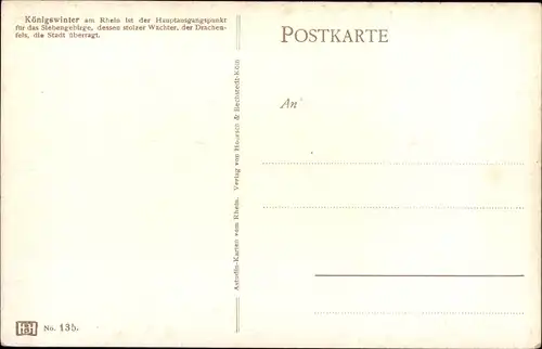 Künstler Ak Astudin, Königswinter am Rhein, Siebengebirge, Burg Drachenfels