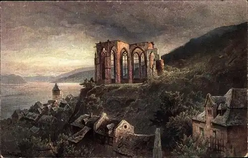 Künstler Ak Astudin, N., Bacharach am Rhein, Wernerkapelle, Ruine