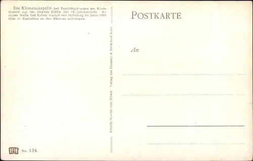 Künstler Ak Astudin, N., Trechtingshausen am Rhein, Die Klemenskapelle