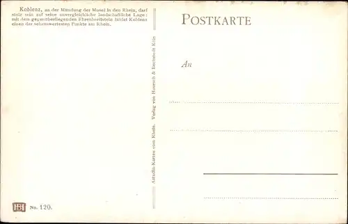 Künstler Ak Astudin, N., Koblenz am Rhein, Ehrenbreitstein