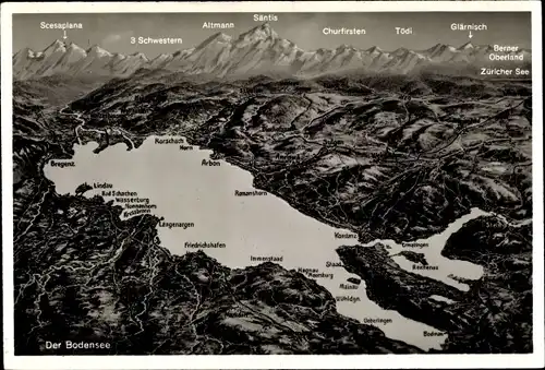 Landkarten Ak Konstanz am Bodensee, Friedrichshafen, Lindau, Bregenz, Rorschach