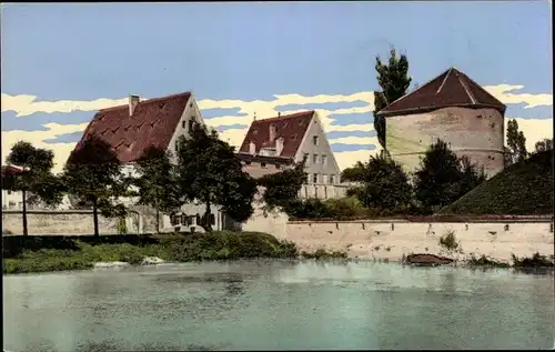 Ak Augsburg in Schwaben, Partie am Oblatter Wall, Turm, Häuser