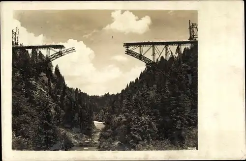 Ak  Echelsbach Bad Bayersoien, Bau der Ammerhochbrücke