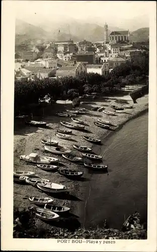 Ak Portbou Port Bou Katalonien, Playa y paseo