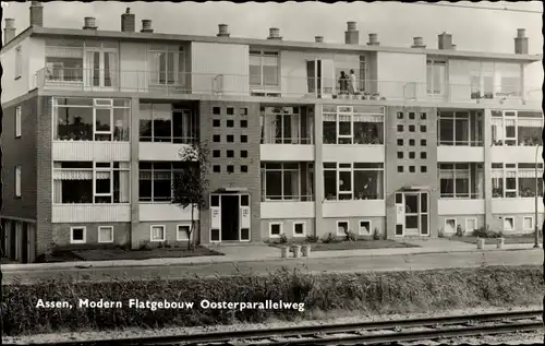 Ak Assen Drenthe Niederlande, Modern Flatgebouw Oosterparallelweg