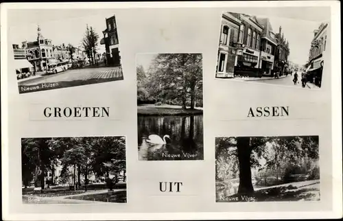 Ak Assen Drenthe Niederlande, Nieuwe Huizen, Nieuwe Vijver