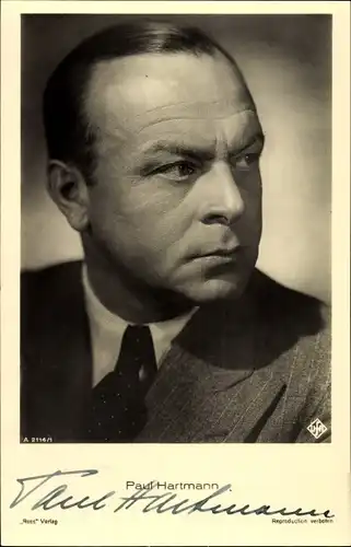 Ak Schauspieler Paul Hartmann, Portrait, Autogramm