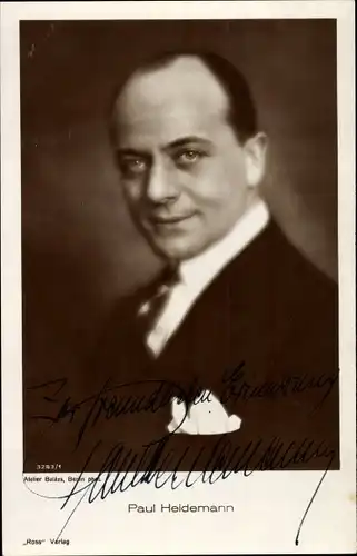 Ak Schauspieler Paul Heidemann, Portrait, Autogramm