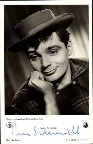 Ak Schauspieler Peer Schmidt, Portrait, Autogramm, Hut, Film Die wilde Auguste