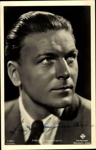 Ak Schauspieler Heinz Engelmann, Portrait, Ufa Film, Autogramm