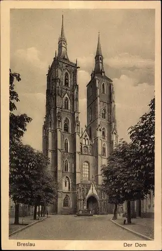 Ak Wrocław Breslau Schlesien, Der Dom, Straßenansicht