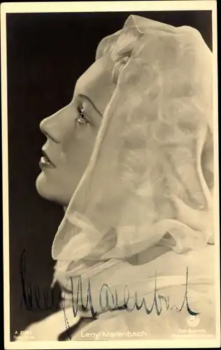Ak Schauspielerin Leny Marenbach, Profilansicht, Autogramm