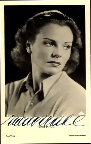 Ak Schauspielerin Hilde Krahl, Portrait, Autogramm