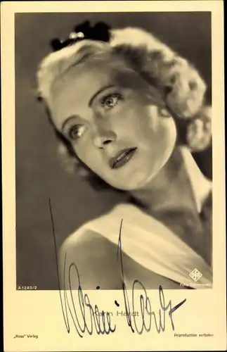 Ak Schauspielerin Karin Hardt, Portrait, Ufa Film, Ross Verlag A 1285 2, Autogramm
