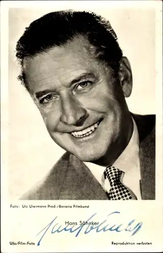 Ak Schauspieler Hans Söhnker, Portrait, Autogramm