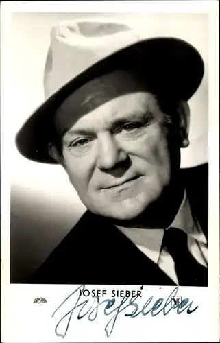 Ak Schauspieler Joseph Sieber, Portrait, Autogramm, Hut, Film Morgengrauen