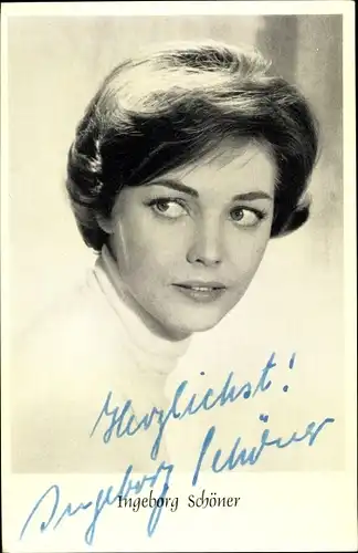 Ak Schauspielerin Ingeborg Schöner, Portrait, Autogramm